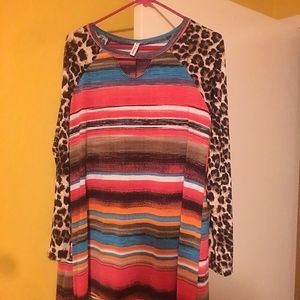 leopard and stripe tunic top